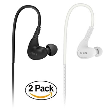Besign® SP02 Wired Earphones, 3.5mm Stereo Sports Running Earbuds, Headsets, Headphones With Mic and Remote Control for Smartphones, Tablets, Mp3 Players (Black and White)