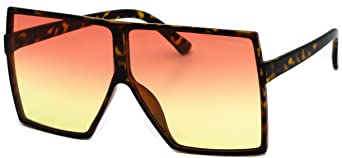 Elite Oversize Flat top Squared Rectangular Futuristic Mirror Sunglasses 64mm