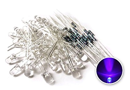 microtivity IL162 5mm Clear Violet LED w/ Resistors (Pack of 30)