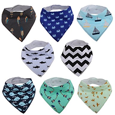 Baby Bandana Bib for Drooling and Teething, 100% Soft Organic Absorbent Cotton, Hypoallergenic - Unisex Gift Set by Vicsou
