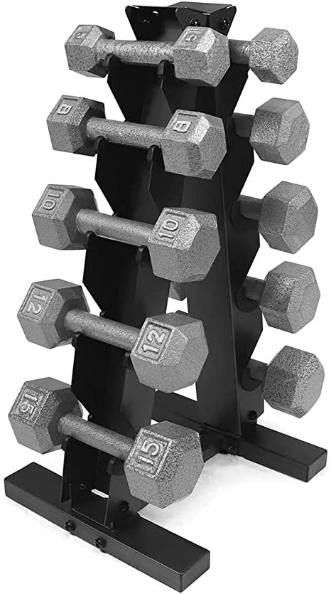 WF Athletic Supply Cast Iron Dumbbell Set, Solid Hexagon Grey Dumbbell Set, Strength Training Free Weights for Women & Men