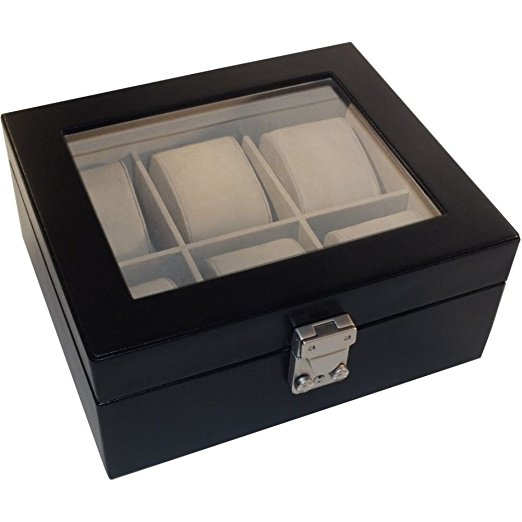 Royce Leather Aristo 6 Slot Watchbox (Black)