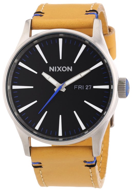 Nixon Sentry Black Dial Tan Leather Mens Watch A1051602