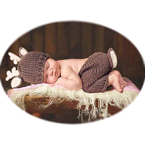 Newborn Baby Photography Shoot Outfits Christmas Deer Hat Pants for Boy Girls Photo Props