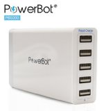 PowerBotPB5000 40W 8-Amp 5-Port RapidCharger USB WallDesktopTravel Smart Charging Station w Ultra High-Performance Intelligent Smart ICTechnology for iPhone iPad Android Samsung Nokia HTC LG Nexus Motorola Tablets Camera Smartphones PowerBanks Portable Chargers and More