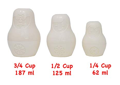 Home-X - Russian Nesting Doll Measuring Cup Set (6 Pieces), Ceramic Design Stores and Measures Dry and Wet Ingredients Alike, Beautiful Kitchen Decor Inspired by Classic Matryoshka Dolls