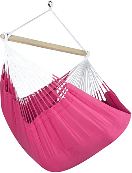 Jumbo Colombian Hammock Chair Lounger - 55 inch - Natural Cotton Cloth (Hot Pink)