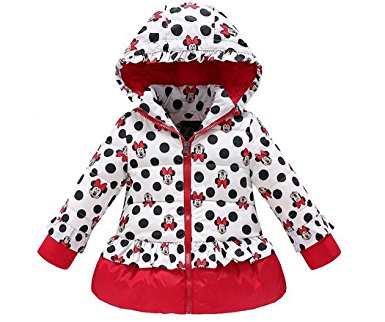 Little Toddler Girls Minnie Mouse Winter Coats Hooded Jacket Outerwear Red 2t - 8t