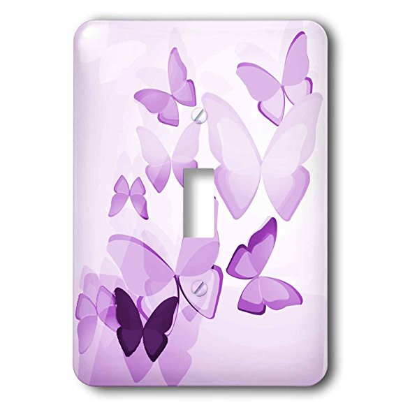 3dRose LLC lsp_101505_1 Pretty Transparent Purple Butterflies Single Toggle Switch