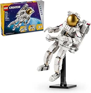 LEGO Creator 3 in 1 Space Astronaut Toy, Building Set Transforms from Astronaut Figure to Space Dog to Viper Jet, Space-Themed Gift Idea for Boys and Girls Ages 9 Years Old and Up, 31152