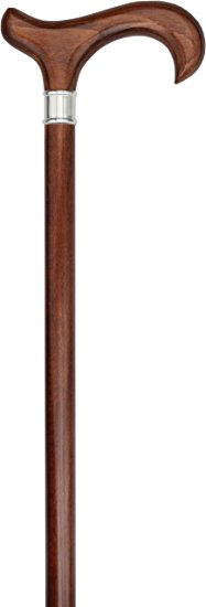 Dr. Gregory House's Walnut Stained Beechwood Derby Walking Cane with Stainless Steel Collar