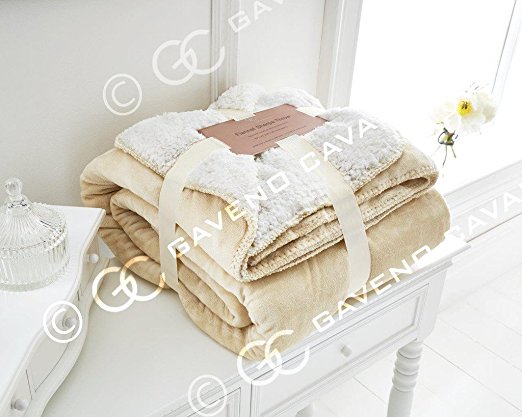 Sherpa Throws Blanket Double King Size Fleece Flannel Sofa Bed Large Soft Warm Luxury Throws ( King,Cream)