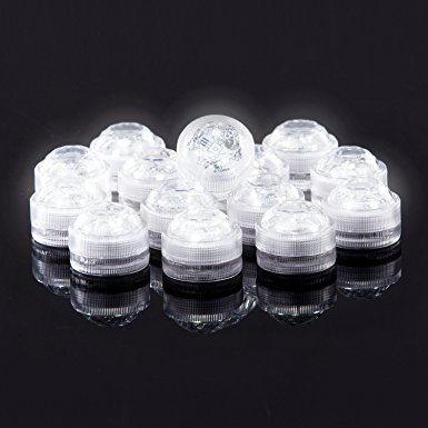 Set of 10 AceList Submersible Waterproof Underwater Tea Light Sub Lights Battery Operated LED TeaLight Thanksgiving Halloween Wedding Decoration Party Electric Flameless Candle - White