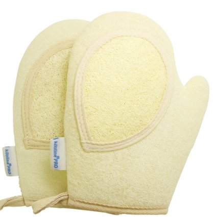 Kiloline 100% Naturals Exfoliating & Deep Cleansing Double-sided Loofah Pads Glove Nature's flexible Luffa Fibres Sponge Scrubber Brush Close Skin Massaging Regenerating For Shower & Face Cleanses