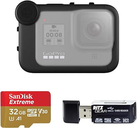 GoPro Media Mod, (HERO8 Black) - Official Accessory (AJFMD-001)   Sandisk Extreme 32GB MicroSDHC Card and Memory Card Reader,