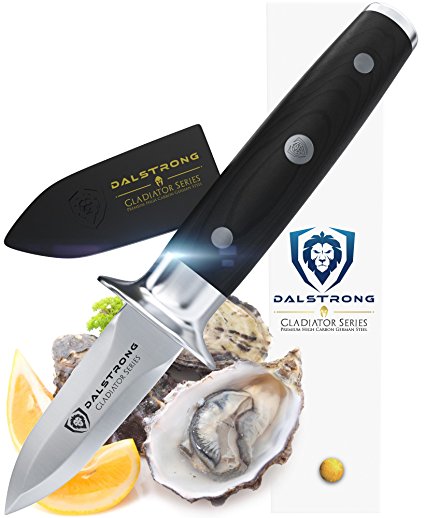 DALSTRONG Oyster Shucking Knife - 2.75" Professional Clam and Shellfish Tool - Gladiator Series - German HC Steel - Pakkawood - Included Guard