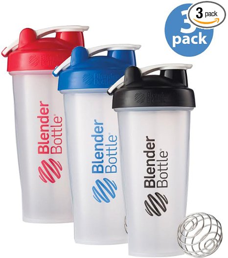 BlenderBottle 3-Pack Water Bottle, Blue/Black/Red
