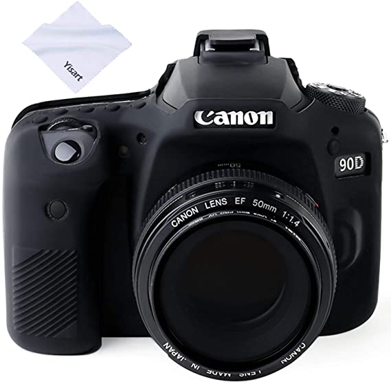 Yisau 90D Camera Case Professional Silicone Camera Case for Canon EOS 90D Camera Canon Rebel EOS 90D Camera Beautiful Companion (Black)