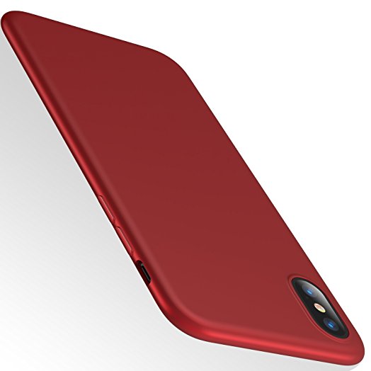 iPhone X Case, iPhone 10 Case, VANMASS Ultra Thin Slim Fit Shell Flexible Soft TPU Full Protective Anti-Scratch Matte Back Cover Case for Apple iPhone X / iPhone 10 (Red)