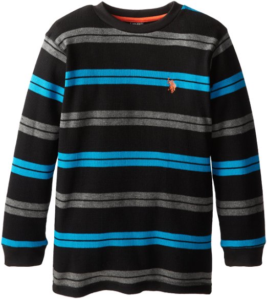 U.S. Polo Assn. Boy's Long Sleeve Crew Neck Stripe Thermal