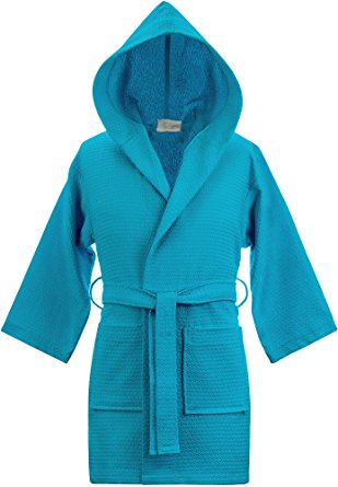 Kid's Hooded Waffle 100% Turkish Cotton Bathrobe