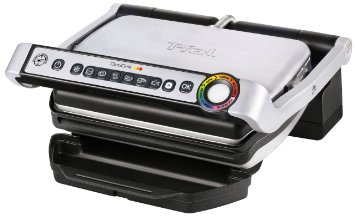 T-fal GC702 OptiGrill Stainless Steel Indoor Electric Grill with Removable and Dishwasher Safe plates,1800-watt, Silver