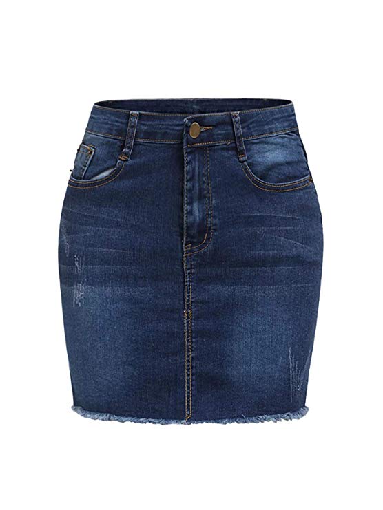 SheIn Women's Basic Stretchy Mini Short Bodycon Denim Skirt