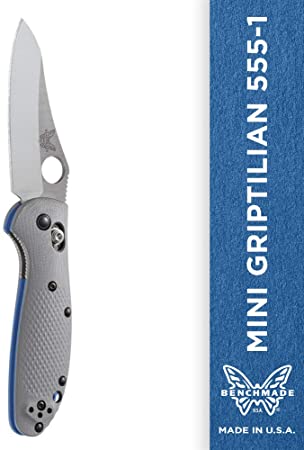 Benchmade - Mini Griptilian 555-1, Plain Sheepsfoot, Satin Finish, Gray Handle