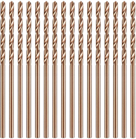 15 Pieces Cobalt Drill Bit Set M35 High Speed Steel Twist Drill Bit Set for Hardened Metal Stainless Steel Cast Iron Woodwork Plastic (1/16 Inch)