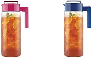 Takeya 2 Qt BPA Free Airtight Pitchers with Lids, Raspberry and Blueberry