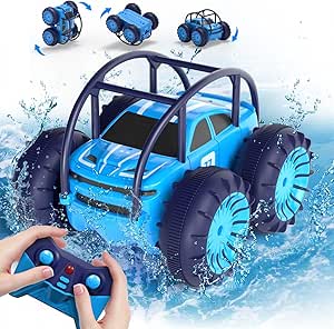 MaxTronic Amphibious Remte Control Cars for Kids, Wall Direct Charge RC Cars with LED Lights, 360° Rotation Stunts Cars 2.4Ghz 15km/h 4WD All Terrain RC Trucks for Boys Girls 3-12 Years