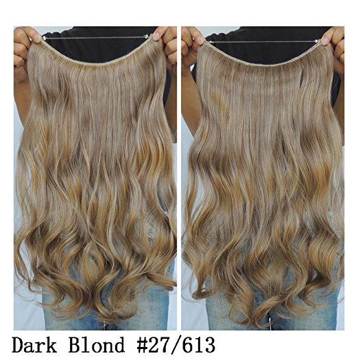 Secret Halo Hair Extensions Flip in Curly Wavy Hair Extension Synthetic Women Hairpieces 20" (Dark Blonde #27/613)