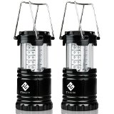 Etekcity 2 Pack Portable Outdoor LED Camping Lantern Flashlights Black Collapsible