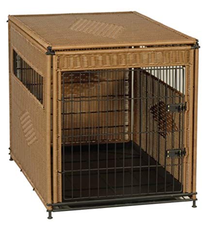 Solvit PetSafe Mr. Herzher's Indoor Pet Home, Dark Brown Wicker Crate for Dogs