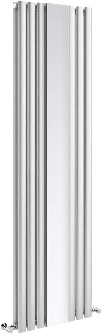 Gala Vertical Radiator | Mirrored Radiator | Oval Panel Double Column | Central Heating | Living Room Hallway Bathroom Kitchen Radiator | 1800 x 380 | White
