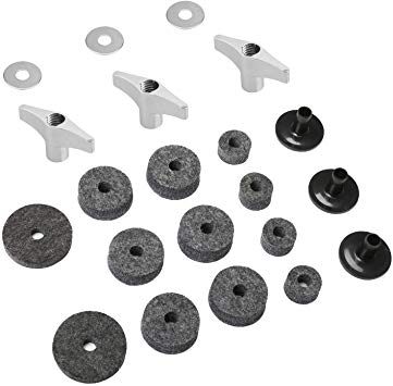 21 Pieces Cymbal Replacement Accessories Cymbal Stand Sleeves Cymbal Felts with Cymbal Washer & Base Wing Nuts Replacement for Drum Set (Gray)