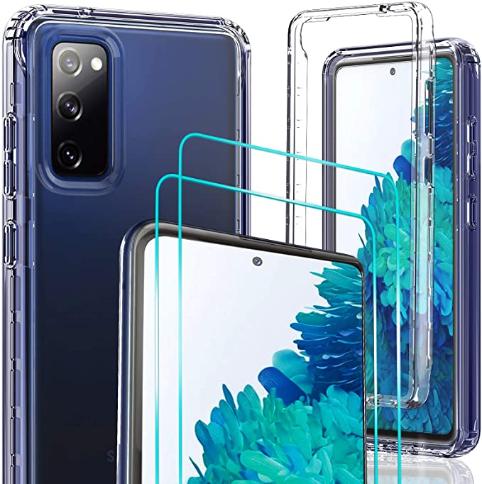 Samsung S20 FE Case, Galaxy S20 FE Case (Not Fit S20) with 2 Tempered Glass Screen Protector, LeYi 360° Full Body Protective Rugged Hybrid Shockproof Crystal Clear Phone Cover Case for S20 FE 5G,Clear