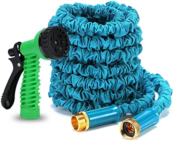 Greenbest Expandable Garden hose leakproof Farm water hose car wash hose with 3/4" Solid Brass Fitting, 50FT no-kink yard hose pipe with Spray Nozzle for Pet and Home Cleaning