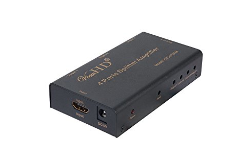 ViewHD 4 Port HDMI 1x4 3D Powered Splitter Ver 1.3 Certified for Full HD 1080P (One Input to Four Outputs) | Model: VHD-0104M