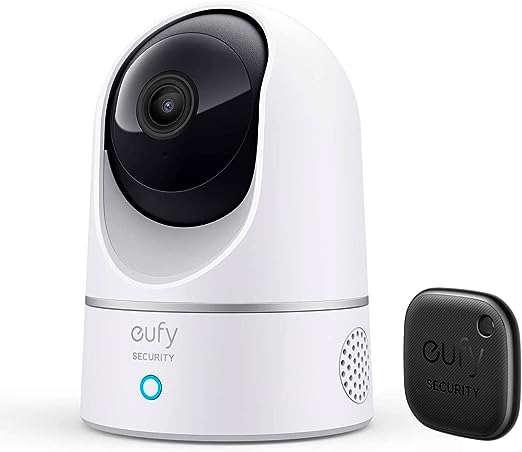 eufy Security S220 Indoor Cam  SmartTrack Link (Black, 1-Pack), 2K Pan & Tilt Security Indoor Camera, Homekit Compatible, eufy Tracker iOS only