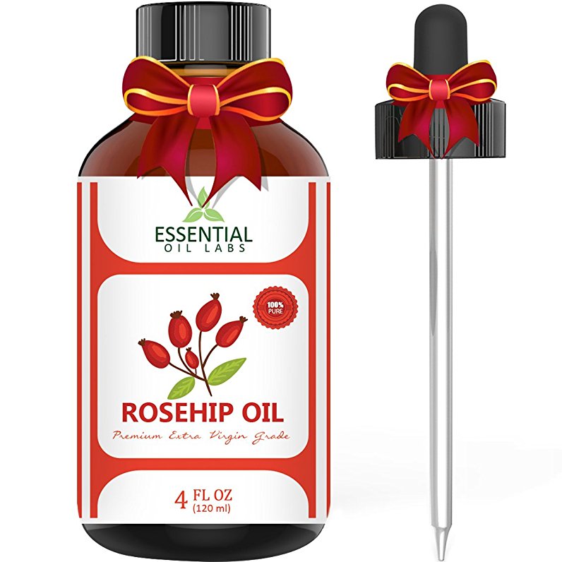 Rosehip Oil - Organic Extra Virgin Grade - Large 4 Ounce Bottle - Ultimate Beauty Companion for Face, Nails, Hair and Skin - with Premium Glass Dropper by Essential Oil Labs