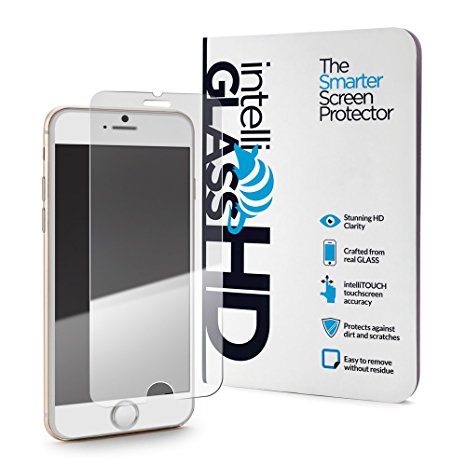 iPhone 7 PLUS intelliGLASS HD The Smarter Apple Glass Screen Protector by intelliARMOR To Guard Against Scratches and Drops. HD Clear With Max Touchscreen Accuracy.