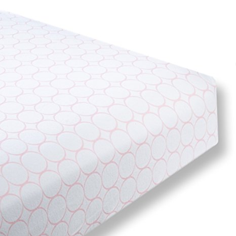 SwaddleDesigns Cotton Flannel Fitted Crib Sheet, Mod Circles, Pastel Pink