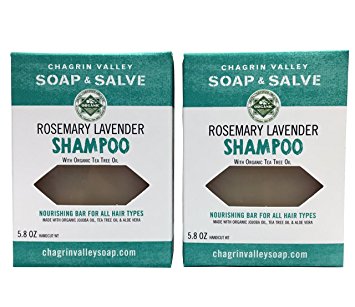 Organic Shampoo Bar, Lavender Rosemary 2X Pack, Chagrin Valley Soap & Salve