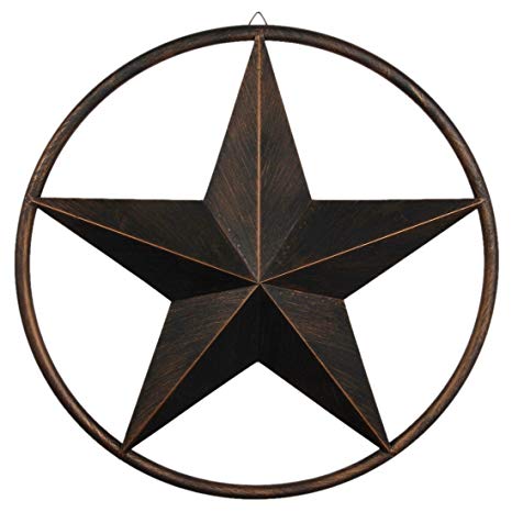 EBEI 39" Large Metal Barn Star Outdoor Vintage Metal Texas Lone Star Dark Brown Western Home Decor