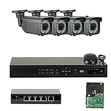 GW Security VDW4CH4C1361IP 4 Channel 1080P Network NVR HD IP Security Camera System
