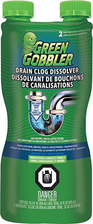 Green Gobbler Liquid Hair Drain Clog Remover, For Toilets, Sinks, Tubs - Septic Safe