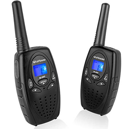 Walkie Talkies with Mic Vox Clip 22 Channels, Wishouse Adults Two Way Radio for Travel with 2.5mm Jack 3 Mile Range Noise Cancelling Loud Speaker Walky Talky for Family Trip Cruise (M880 Black 1 Pair)