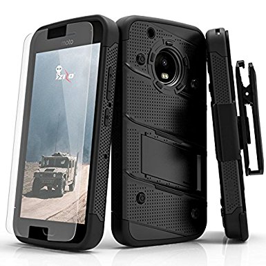 Motorola G5 Plus Case, Zizo [Bolt Series] w/ FREE [Motorola G5 Plus Screen Protector ] Kickstand [12 ft. Military Grade Drop Tested] Holster Clip