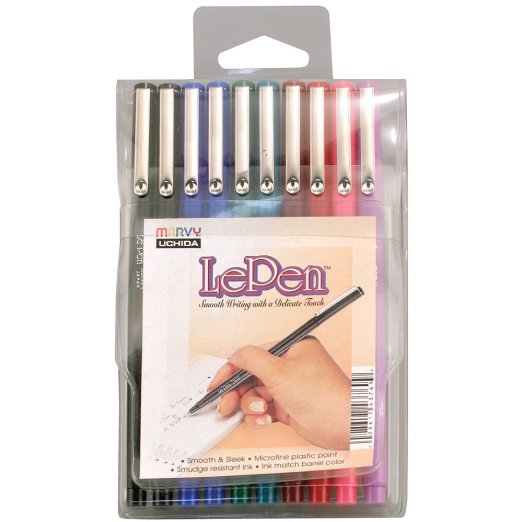 Uchida, Le Pen, 03 Millimeter point, Pen Set, 10 Pack, Multicolor